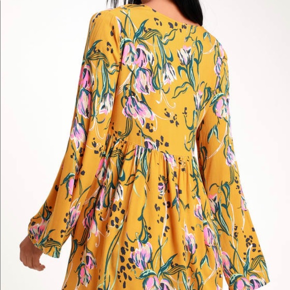 Free People Belle Printed Tunic in Yellow Floral - Picture 3 of 7